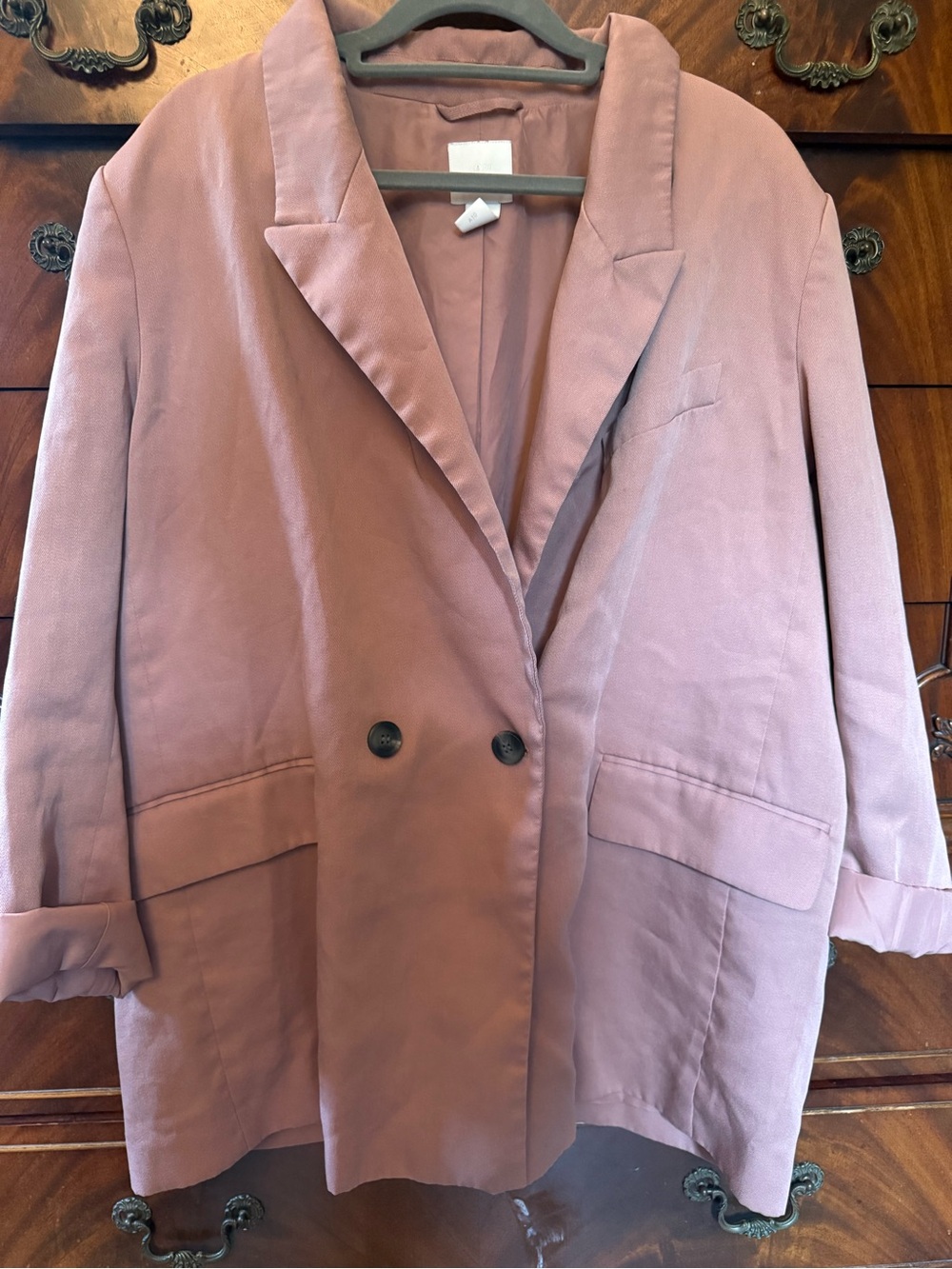 H&M Dusty Rose Double-Breasted Blazer